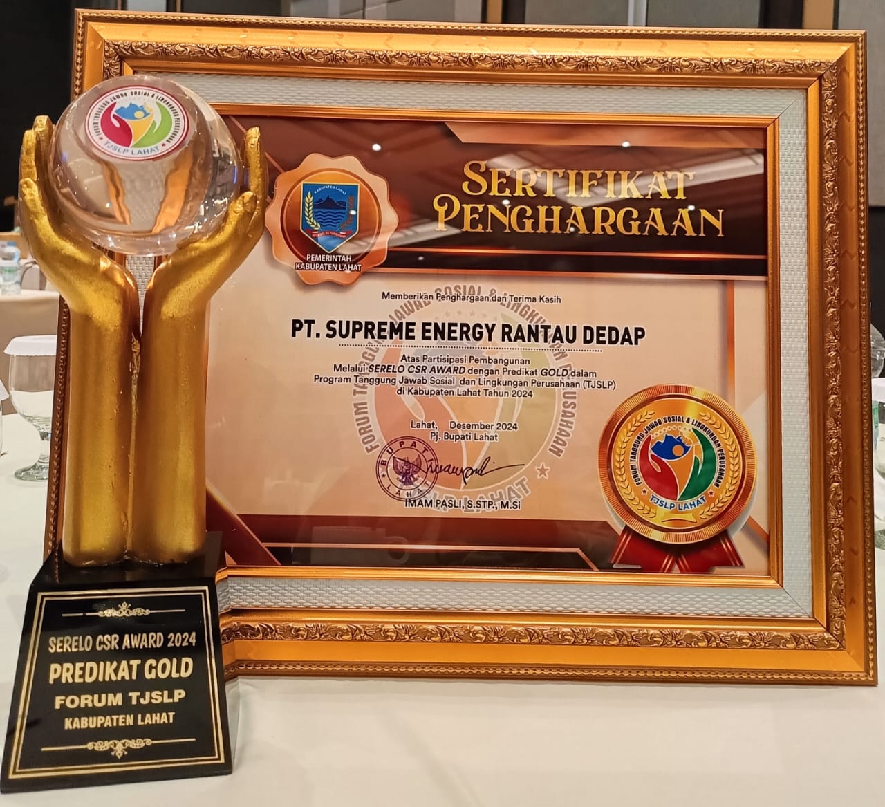 SERELO CSR AWARD - GOLD (CSR TJSLP) - SUPREME ENERGY RANTAU DEDAP - 2024