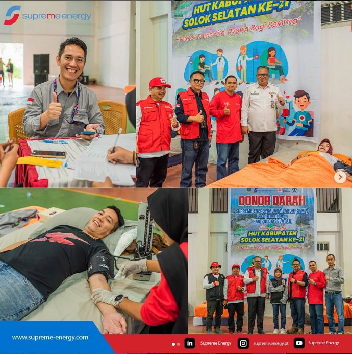 HUT Kabupaten Solok selatan PT Supreme Energy Muara Laboh (SEML) menggelar kegiatan donor darah